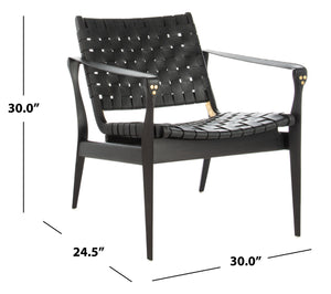 Safavieh Dilan Safari Chair Black Black Couture SFV9005C 889048645073