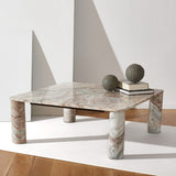 Safavieh Nicoletta Square Marble Coffee Table White / Brown Marble / Mdf / Metal SFV9700B-2BX