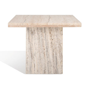 Safavieh Olivia Tall Square Marble Accent Table Off White Marble / Mdf  SFV9701A-2BX