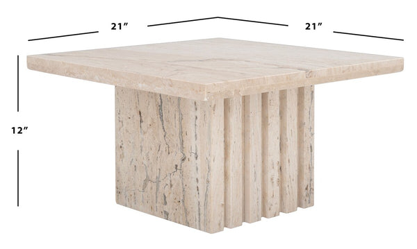 Safavieh Olivia Square Marble Accent Table Off White Marble / Mdf  SFV9702A-2BX
