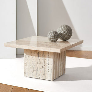 Safavieh Olivia Square Marble Accent Table Off White Marble / Mdf  SFV9702A-2BX