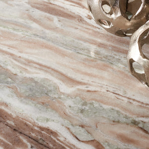 Safavieh Valentia Tall Round Marble Accent Table White / Brown Marble / Mdf  SFV9703B-2BX