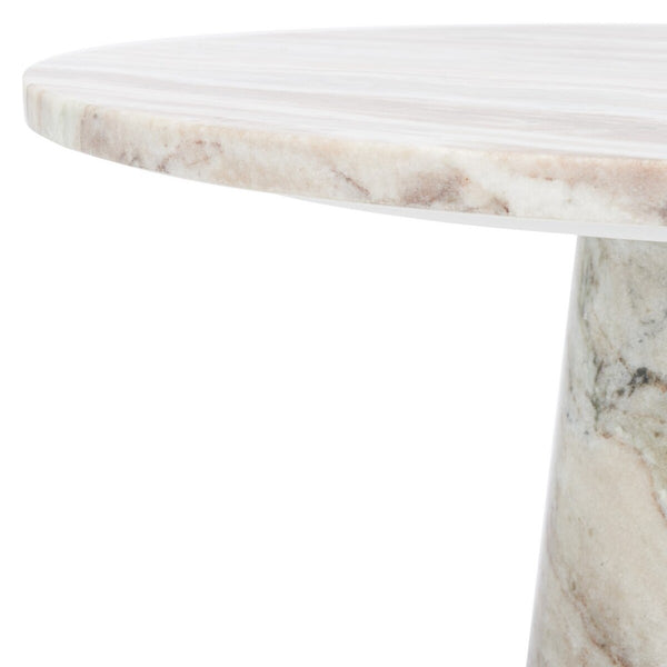 Safavieh Valentia Tall Round Marble Accent Table White / Brown Marble / Mdf  SFV9703B-2BX