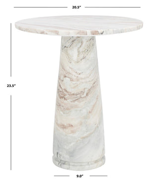 Safavieh Valentia Tall Round Marble Accent Table White / Brown Marble / Mdf  SFV9703B-2BX