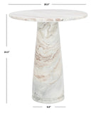 Safavieh Valentia Tall Round Marble Accent Table White / Brown Marble / Mdf  SFV9703B-2BX