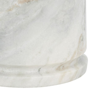 Safavieh Valentia Tall Round Marble Accent Table White / Brown Marble / Mdf  SFV9703B-2BX