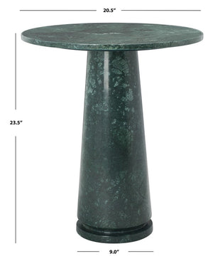 Safavieh Valentia Tall Round Marble Accent Table Green Marble / Mdf  SFV9703C-2BX