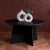 Safavieh Madilynn Round Wood Coffee Table Black Wood SFV9707A