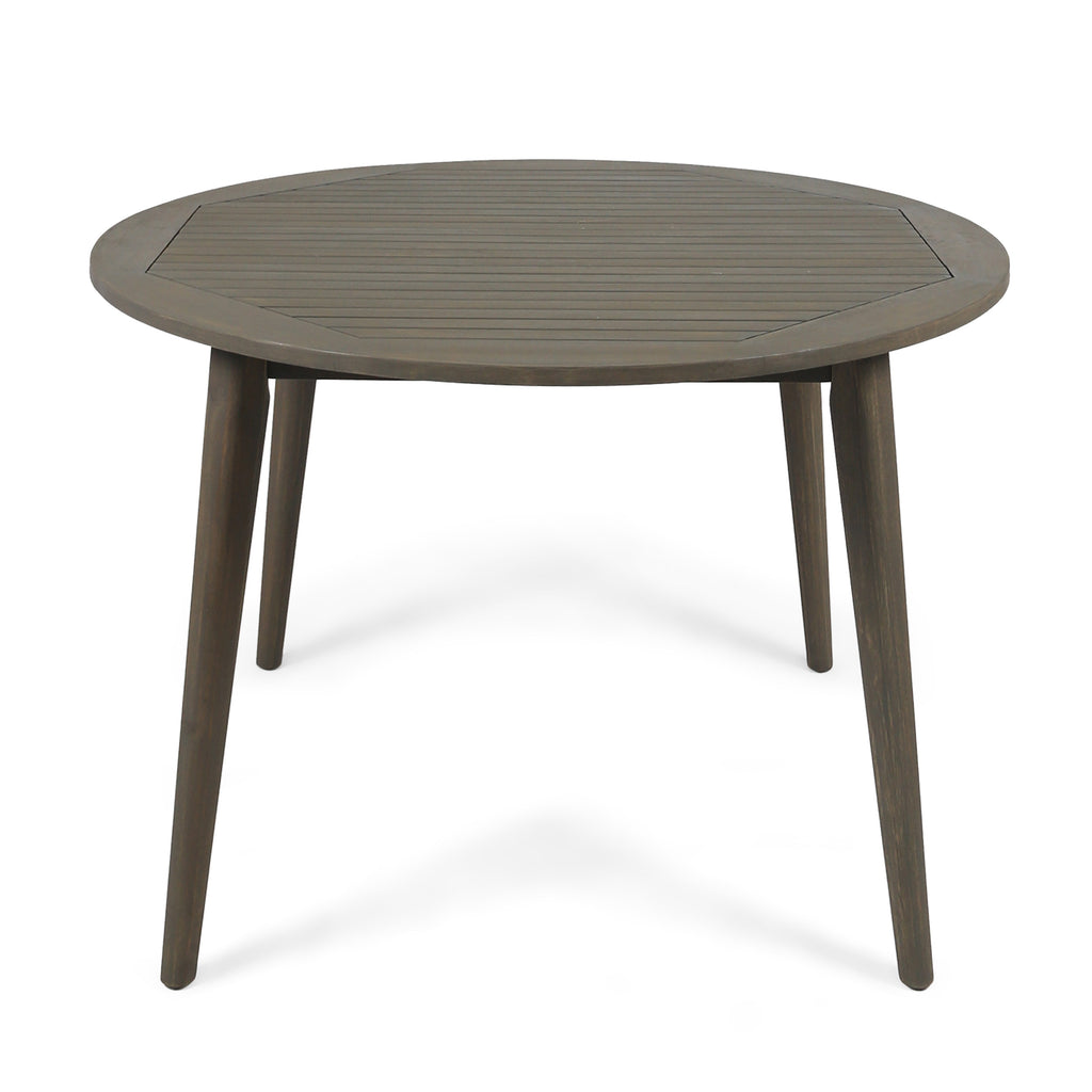 Stamford Outdoor Acacia Wood Round Dining Table, Gray Noble House