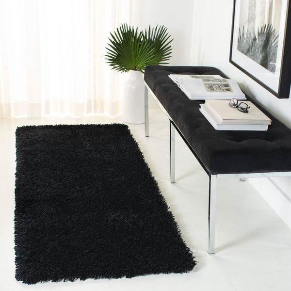 Shag Classic Ultra  Hand Tufted 100% Polyester Pile With Cotton Backing Rug Black