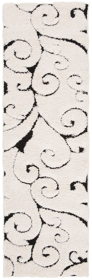 Florida Power Loomed Shag Rug – Ultra-Soft Cream Carpet with Textured Damask Design for Any Room