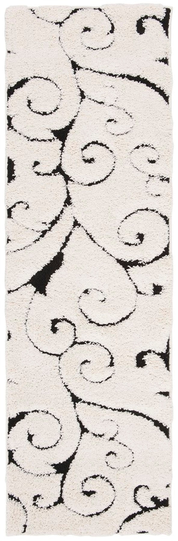 Florida Power Loomed Shag Rug – Ultra-Soft Cream Carpet with Textured Damask Design for Any Room