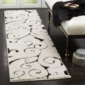 Florida Power Loomed Shag Rug – Ultra-Soft Cream Carpet with Textured Damask Design for Any Room