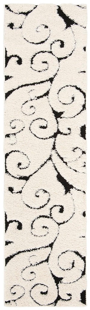 Florida Power Loomed Shag Rug – Ultra-Soft Cream Carpet with Textured Damask Design for Any Room