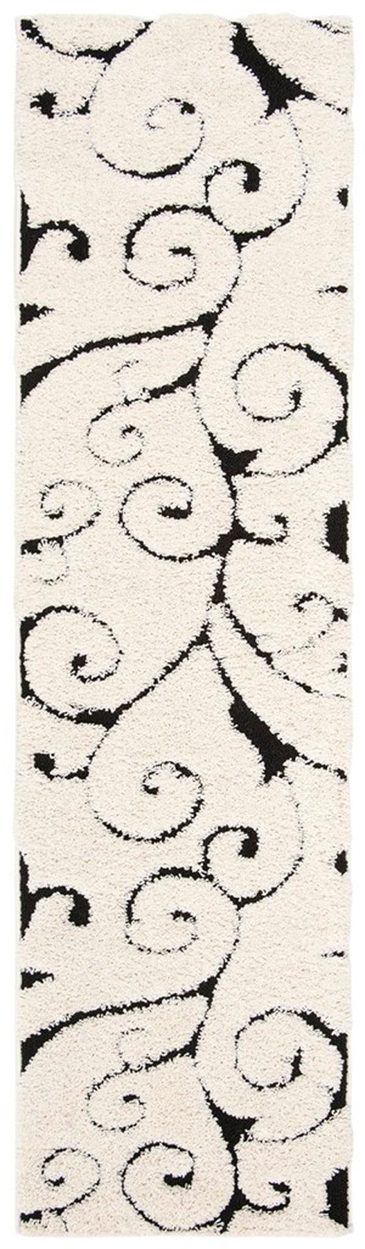 Florida Power Loomed Shag Rug – Ultra-Soft Cream Carpet with Textured Damask Design for Any Room