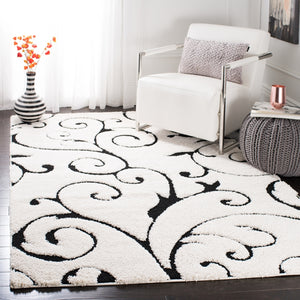 Florida Power Loomed Shag Rug – Ultra-Soft Cream Carpet with Textured Damask Design for Any Room