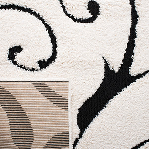 Florida Power Loomed Shag Rug – Ultra-Soft Cream Carpet with Textured Damask Design for Any Room