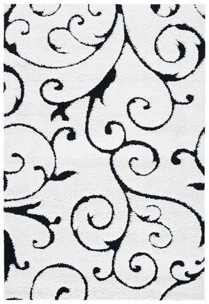 Florida Power Loomed Shag Rug – Ultra-Soft Cream Carpet with Textured Damask Design for Any Room