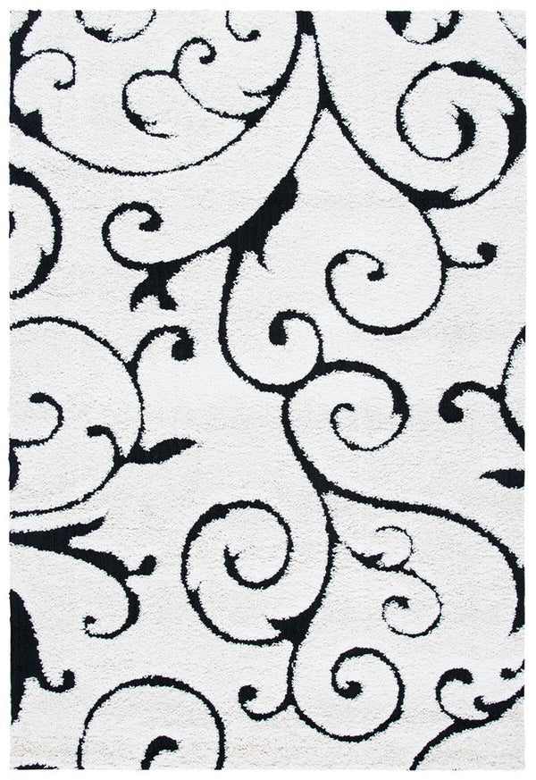 Florida Power Loomed Shag Rug – Ultra-Soft Cream Carpet with Textured Damask Design for Any Room
