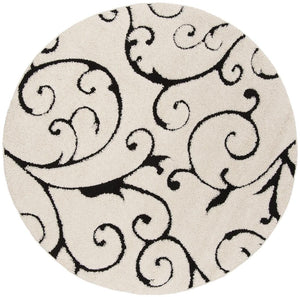 Florida Power Loomed Shag Rug – Ultra-Soft Cream Carpet with Textured Damask Design for Any Room