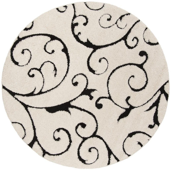 Florida Power Loomed Shag Rug – Ultra-Soft Cream Carpet with Textured Damask Design for Any Room