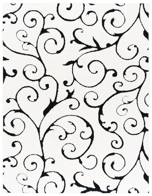 Florida Power Loomed Shag Rug – Ultra-Soft Cream Carpet with Textured Damask Design for Any Room