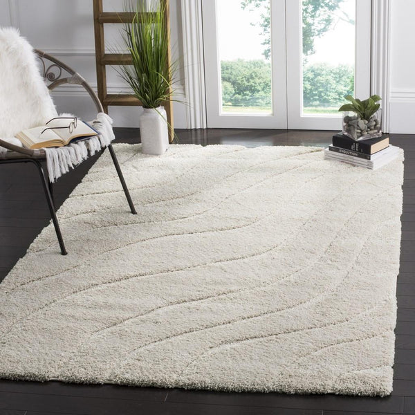 Florida Power Loomed Shag Rug - Ultra-Soft Textured Carpet with Elegant Damask Design for Home Decor