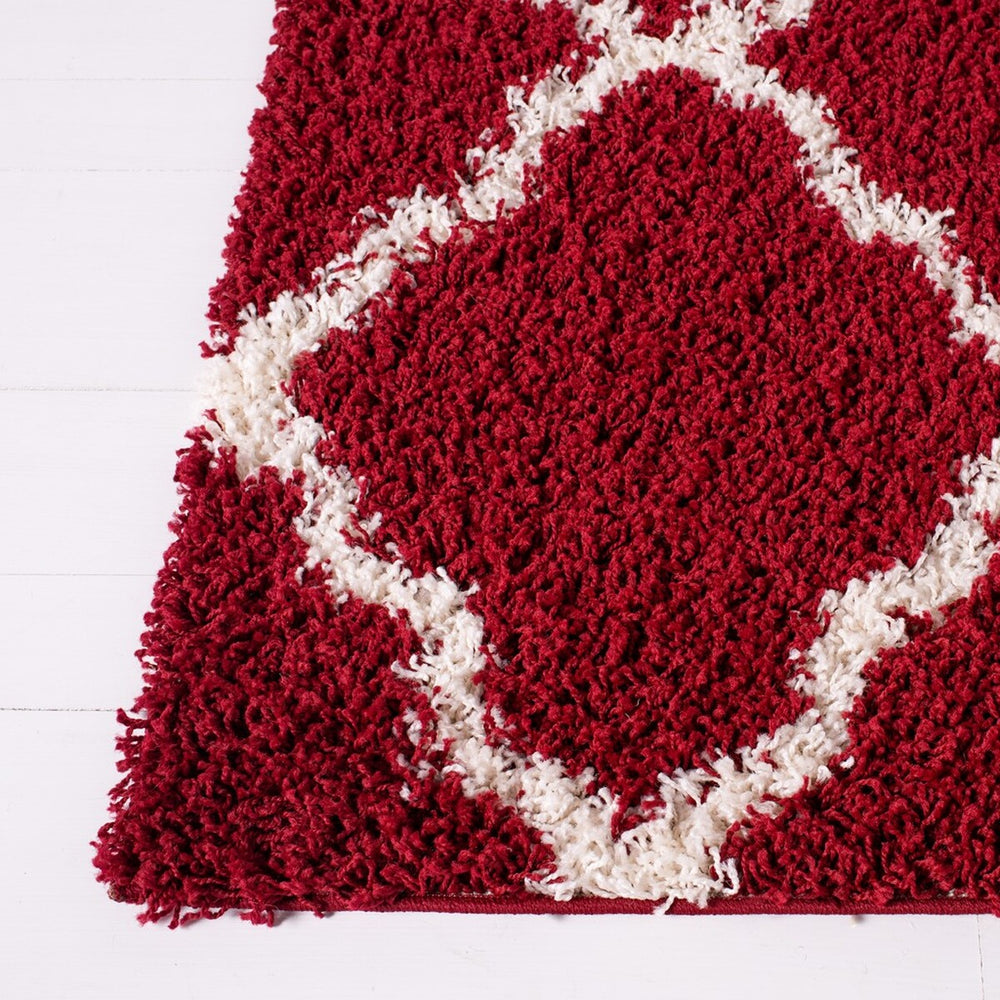 Sgd-Dallas Shag Dallas Shag 257 Shag & Flokati Power Loomed Polypropylene Pile Rug Red / Ivory