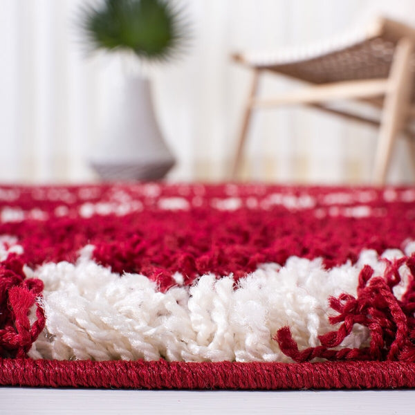 Sgd-Dallas Shag Dallas Shag 257 Shag & Flokati Power Loomed Polypropylene Pile Rug Red / Ivory