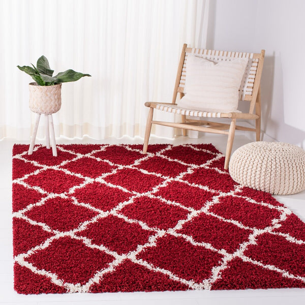 Sgd-Dallas Shag Dallas Shag 257 Shag & Flokati Power Loomed Polypropylene Pile Rug Red / Ivory