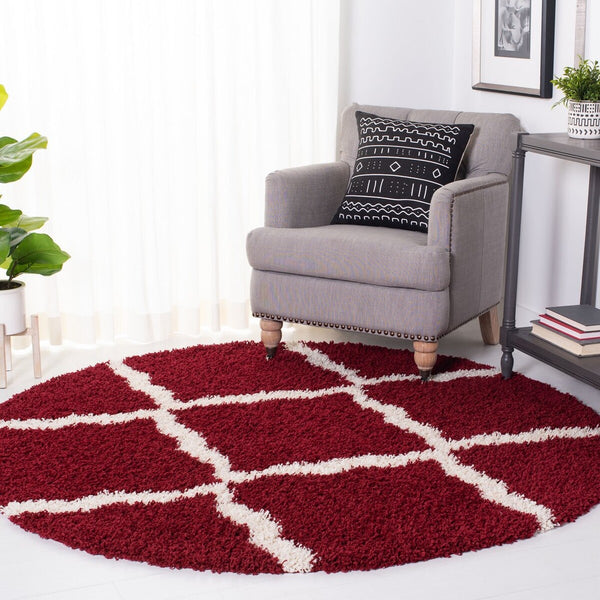 Sgd-Dallas Shag Dallas Shag 257 Shag & Flokati Power Loomed Polypropylene Pile Rug Red / Ivory