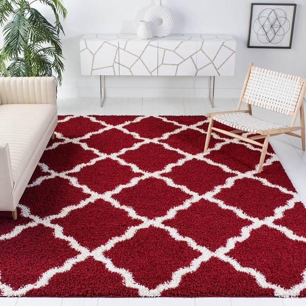 Sgd-Dallas Shag Dallas Shag 257 Shag & Flokati Power Loomed Polypropylene Pile Rug Red / Ivory
