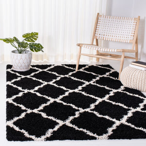 Sgd-Dallas Shag Dallas Shag 257 Shag & Flokati Power Loomed Polypropylene Pile Rug Black / Ivory