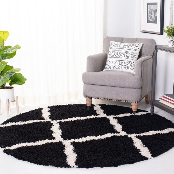 Sgd-Dallas Shag Dallas Shag 257 Shag & Flokati Power Loomed Polypropylene Pile Rug Black / Ivory