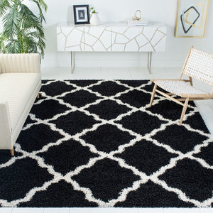 Sgd-Dallas Shag Dallas Shag 257 Shag & Flokati Power Loomed Polypropylene Pile Rug Black / Ivory