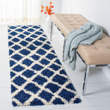 Sgd-Dallas Shag Dallas Shag 258 Shag & Flokati Power Loomed Polypropylene Pile Rug Navy / Ivory