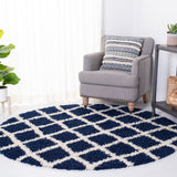 Sgd-Dallas Shag Dallas Shag 258 Shag & Flokati Power Loomed Polypropylene Pile Rug Navy / Ivory