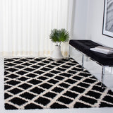 Sgd-Dallas Shag Dallas Shag 258 Shag & Flokati Power Loomed Polypropylene Pile Rug Black / Ivory