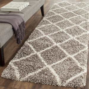 Hudson Shag 281 Shag Power Loomed Polypropylene Rug Grey / Ivory