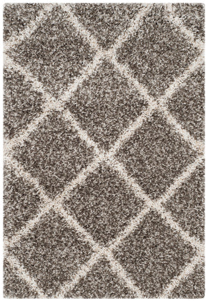 Hudson Shag 281 Shag Power Loomed Polypropylene Rug Grey / Ivory