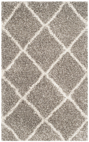 Hudson Shag 281 Shag Power Loomed Polypropylene Rug Grey / Ivory