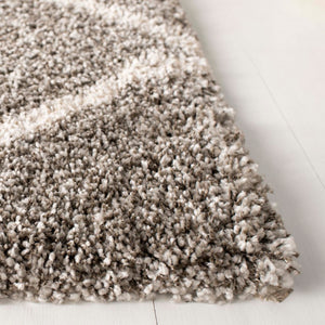 Hudson Shag 281 Shag Power Loomed Polypropylene Rug Grey / Ivory