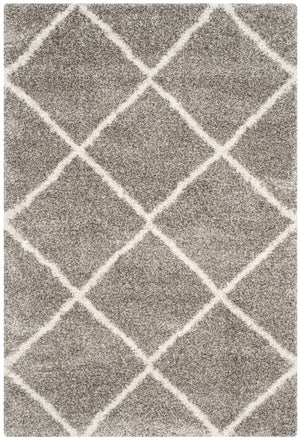 Hudson Shag 281 Shag Power Loomed Polypropylene Rug Grey / Ivory