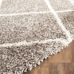 Hudson Shag 281 Shag Power Loomed Polypropylene Rug Grey / Ivory