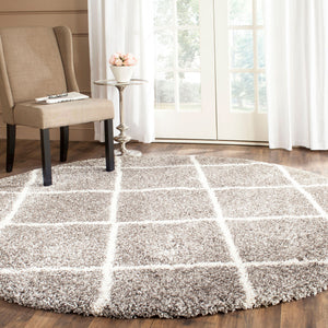 Hudson Shag 281 Shag Power Loomed Polypropylene Rug Grey / Ivory