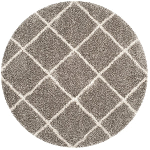 Hudson Shag 281 Shag Power Loomed Polypropylene Rug Grey / Ivory