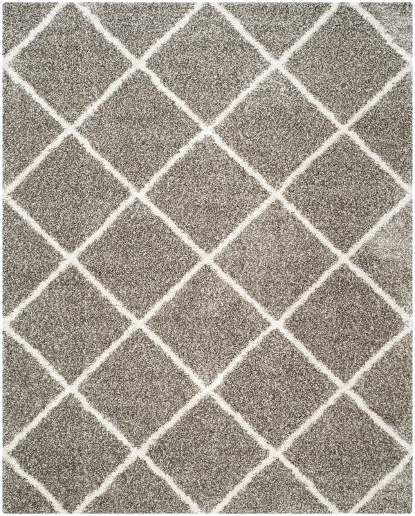 Hudson Shag 281 Shag Power Loomed Polypropylene Rug Grey / Ivory
