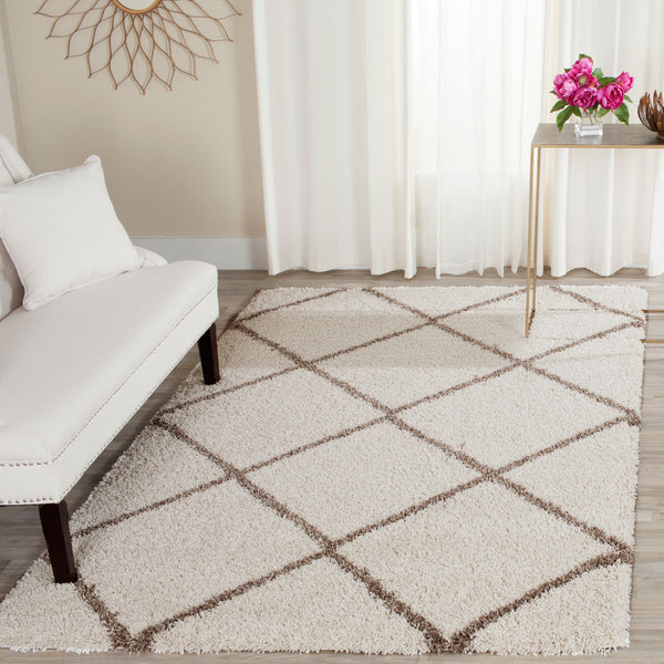Hudson Shag 281 Shag Power Loomed Polypropylene Rug Ivory / Beige