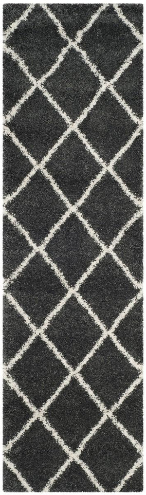 Hudson Shag 281 Shag Power Loomed Polypropylene Rug Dark Grey / Ivory