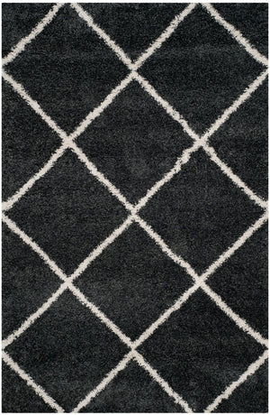 Hudson Shag 281 Shag Power Loomed Polypropylene Rug Dark Grey / Ivory